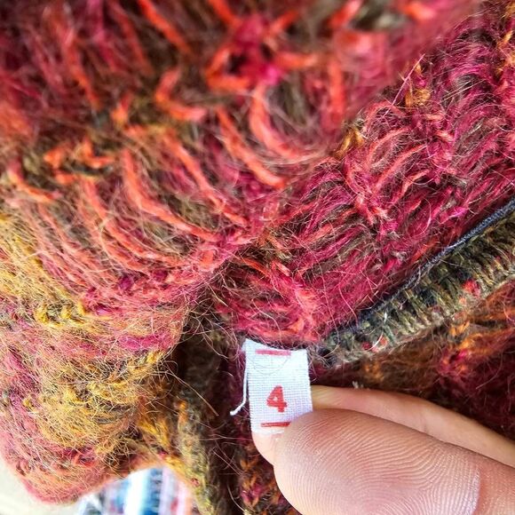 Edinburgh Women’s Mohair Blend Cardigan Sweater M Brown Red Pattern Knit Button - Picture 10 of 12